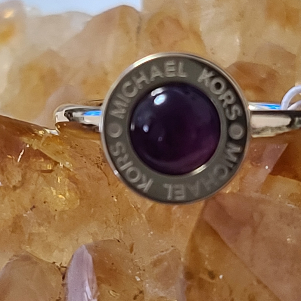 - Michael Kors Logo Purple Acetate Rosegold Ring - Picture 3 of 6